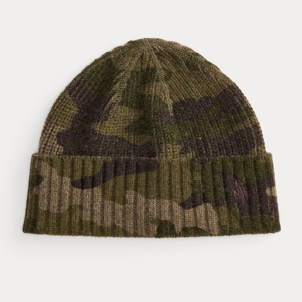 Polo By Ralph Lauren Camo Wool Blend Cuff Beanie